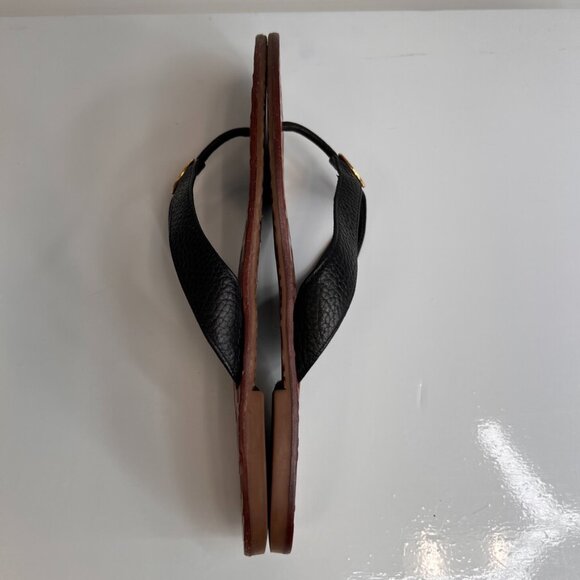 Tory Burch Sandal Women 8 Thora Leather Thong Gold Medallion Flat Party Core Go - Picture 9 of 11